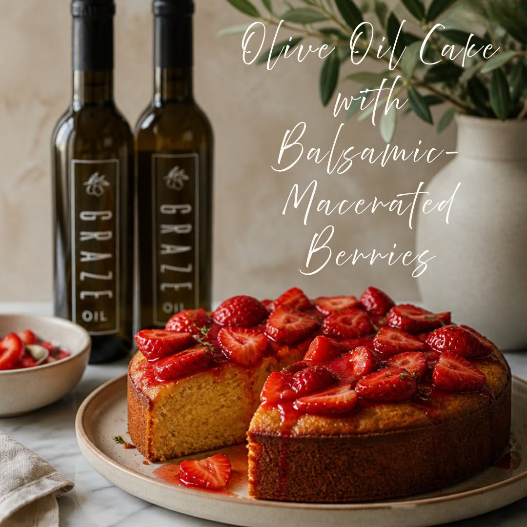 Olive Oil Cake with Balsamic Macerated Berries