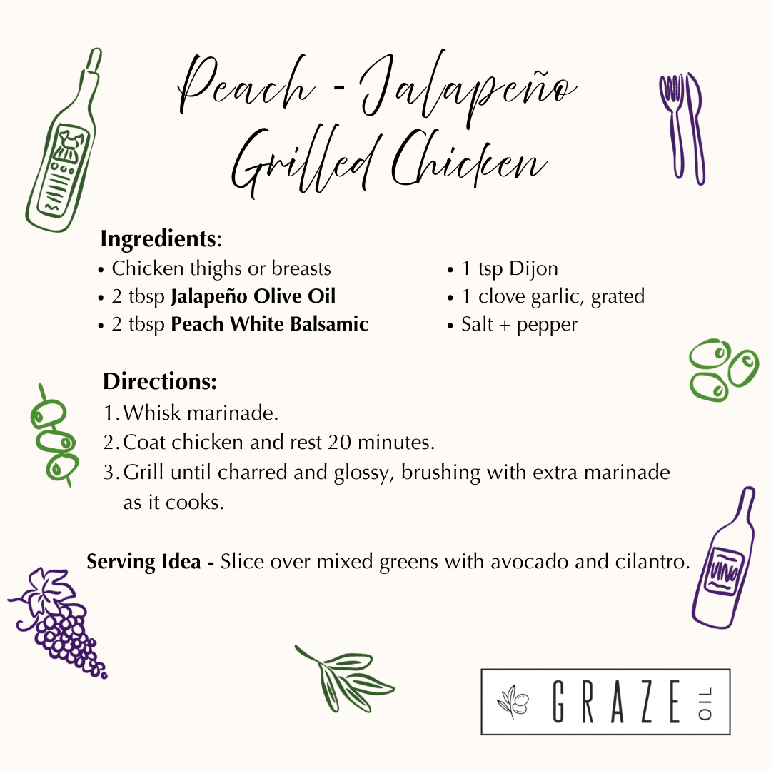 Jalapeño EVOO + Peach White Balsamic Perfect Pairing
