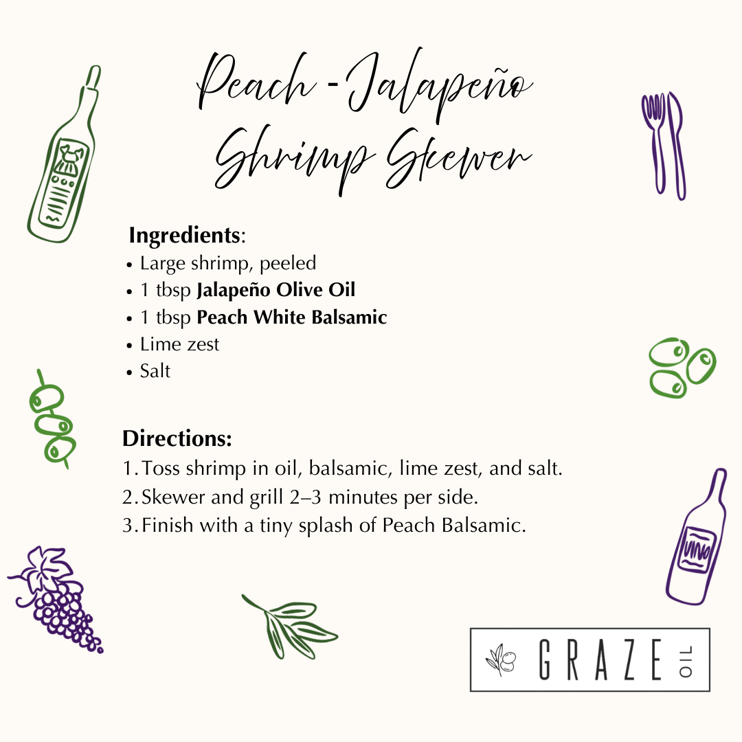 Jalapeño EVOO + Peach White Balsamic Perfect Pairing