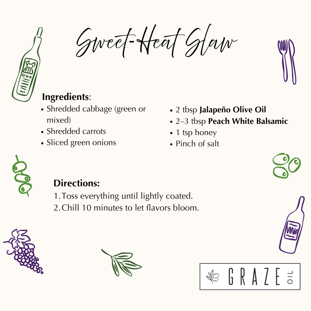 Jalapeño EVOO + Peach White Balsamic Perfect Pairing