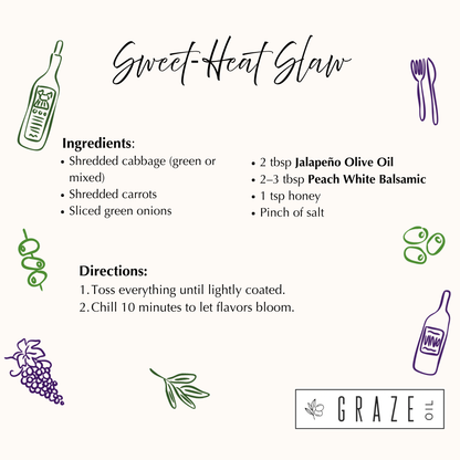 Jalapeño EVOO + Peach White Balsamic Perfect Pairing